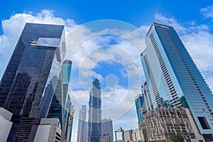 UAE, Dubai downtown financial skyline and business shopping center near Dubai Mall