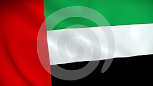 uae flag is waving 3D animation. United Arab emirates flag waving in the wind