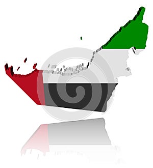 UAE map flag with reflection