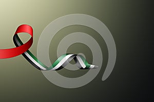 UAE national flag ribbon on dark background