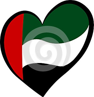 UAE national flag in the shape of heart I love emirates and Dubai symbol logo