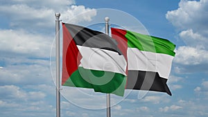 UAE and Palestine two flags