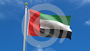 UAE United Arab Emirate Flag Country 3D Rendering in Blue Sky Background