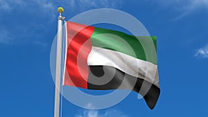 UAE United Arab Emirate Flag Country 3D Rendering in Blue Sky Background