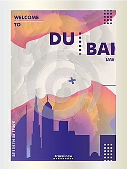 UAE United Arab Emirates Dubai skyline city gradient vector post
