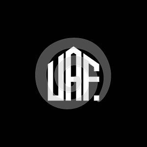 UAF letter logo design on BLACK background. UAF creative initials letter logo concept. UAF letter design