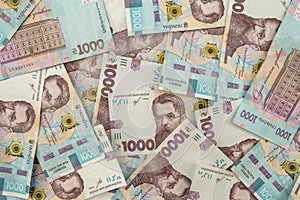 UAH. Background of new 1000 banknote of Ukraine. Same and money cocncept
