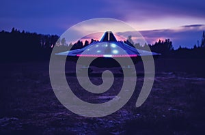 UAP UFO Landed on a Field at Night