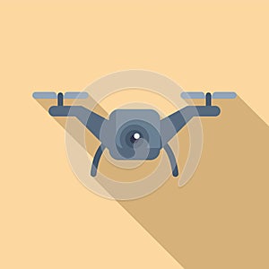 Uav drone filming icon flat vector. Operator air device