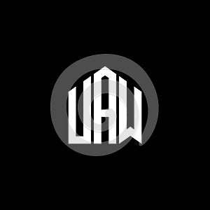 UAW letter logo design on BLACK background. UAW creative initials letter logo concept. UAW letter design