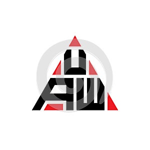 UAW triangle letter logo design with triangle shape. UAW triangle logo design monogram. UAW triangle vector logo template with red