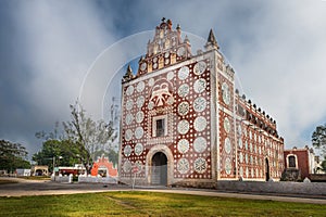 Uayma church, unique colonial architecture in Yucatan, Mexico