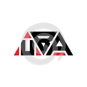 UBA triangle letter logo design with triangle shape. UBA triangle logo design monogram. UBA triangle vector logo template with red
