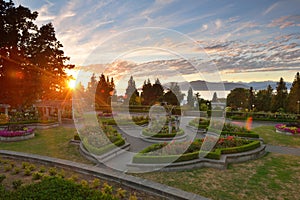 UBC Rose Garden at sunset photo