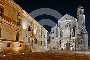 Ubeda Unesco world heritage. El Salvador sacred chapel by night