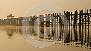 Ubein Bridge at sunrise, Mandalay, Myanmar