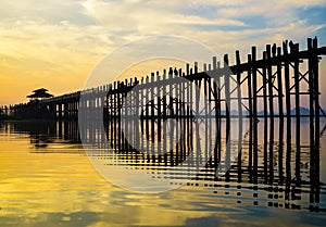 Ubein Bridge at sunrise, Mandalay, Myanmar