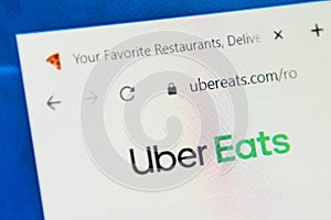 Ubereats.com Web Site. Selective focus.