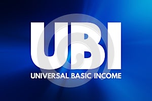 UBI - Universal Basic Income acronym, concept background photo