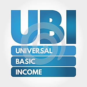 UBI - Universal Basic Income acronym, concept background