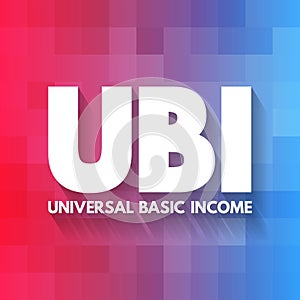 UBI - Universal Basic Income acronym, concept background