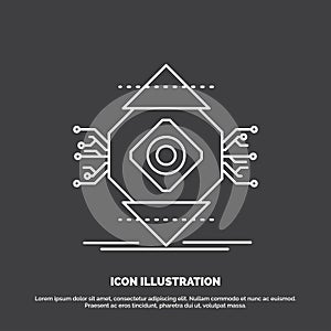 ubicomp, Computing, Ubiquitous, Computer, Concept Icon. Line vector symbol for UI and UX, website or mobile application