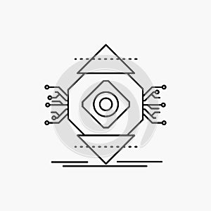 ubicomp, Computing, Ubiquitous, Computer, Concept Line Icon. Vector isolated illustration