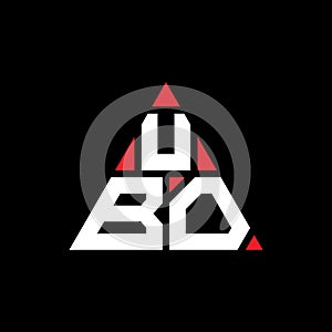 UBO triangle letter logo design with triangle shape. UBO triangle logo design monogram. UBO triangle vector logo template with red