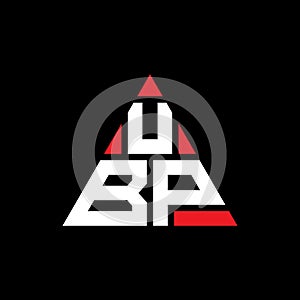 UBP triangle letter logo design with triangle shape. UBP triangle logo design monogram. UBP triangle vector logo template with red