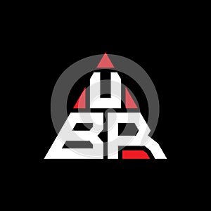 UBR triangle letter logo design with triangle shape. UBR triangle logo design monogram. UBR triangle vector logo template with red