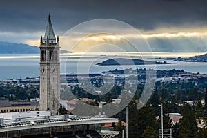 UC Berkeley Sather Tower with Sunrays photo