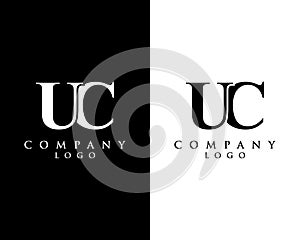 UC, CU letter logo design with black and white color that can be used for creative business and company