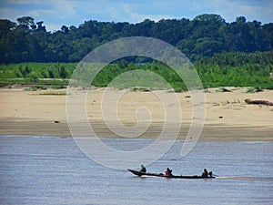 Ucayali river, Amazonas, PerÃÂº. People and the boat