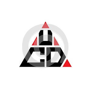 UCD triangle letter logo design with triangle shape. UCD triangle logo design monogram. UCD triangle vector logo template with red