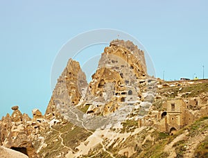 Uchisar castle in Cappadocia, Turkey