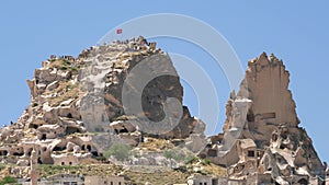 Uchisar Hill and Cave House Architecture on the Edge of Fairy Chimneys in Cappadocia, Turkey