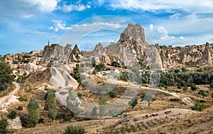 Uchisar natural rock castle and town, Cappadocia, Central Anatolia, Turkey