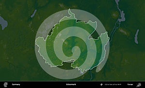 Uckermark highlighted, Germany. Physical