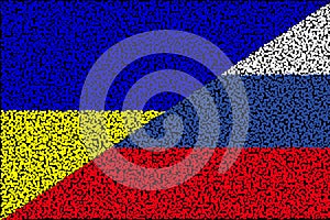 Ukraine Russia. Conflict between Russia and Ucraine war concept. Ukraine flag and Russia flag background. Horizontal design. photo