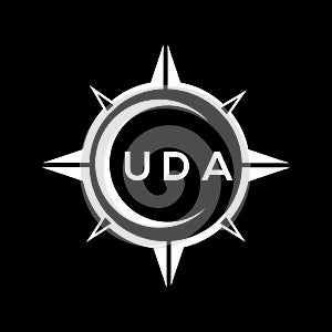UDA abstract technology logo design on Black background. UDA creative initials letter logo concept