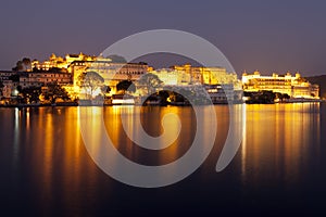 Udaipur City Palace at night