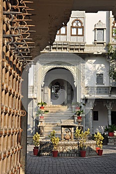 Udaipur traditional architecture, Rajasthan, India. Luxury hotel