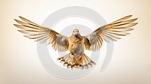Realistic Mourning Dove Flying Photo With White Background