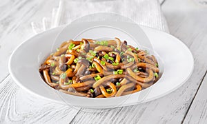 Udon noodles with mushrooms