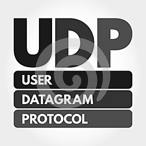 UDP - User Datagram Protocol acronym, technology concept background