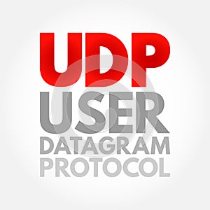 UDP - User Datagram Protocol is one of the core members of the Internet protocol suite, acronym text concept background