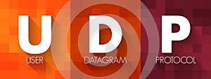 UDP - User Datagram Protocol is one of the core members of the Internet protocol suite, acronym text concept background