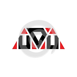 UDU triangle letter logo design with triangle shape. UDU triangle logo design monogram. UDU triangle vector logo template with red