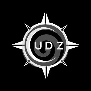 UDZ abstract technology logo design on Black background. UDA creative initials letter logo concept