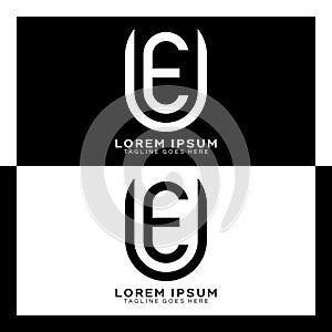 UE initial letter logo. Alphabet U and E pattern design monogram